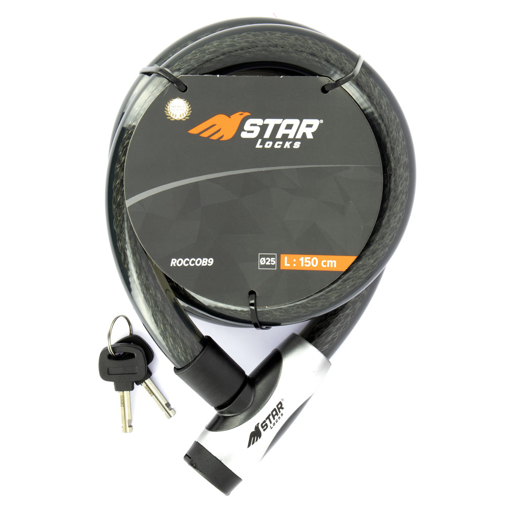 Antivol câble articulé Star Locks Ø25mm x 1M50 gaine fumée - vue 2