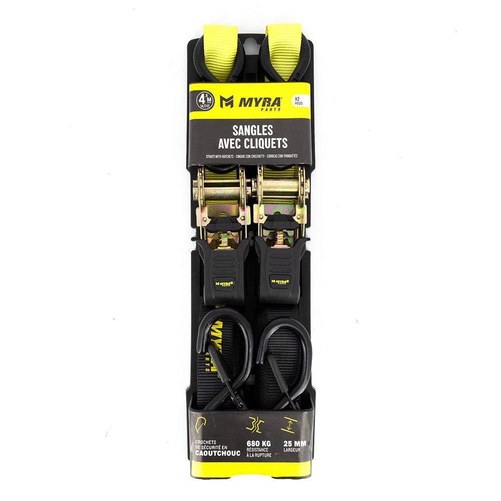 Sangles avec cliquets Myra 25 mm x 4,50 m 680 kg - 2 pièces - vue 2