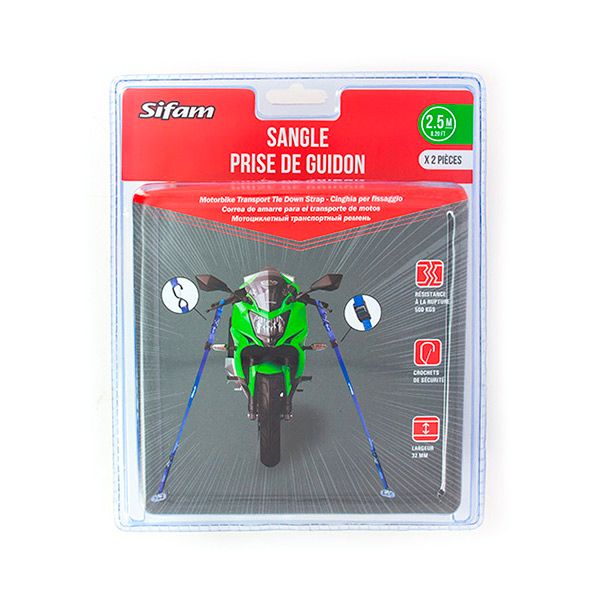 Sangles de guidon Sifam Blue Force (x2) avec crochets sécurité 32 x 250 mm 500 kg - vue 2