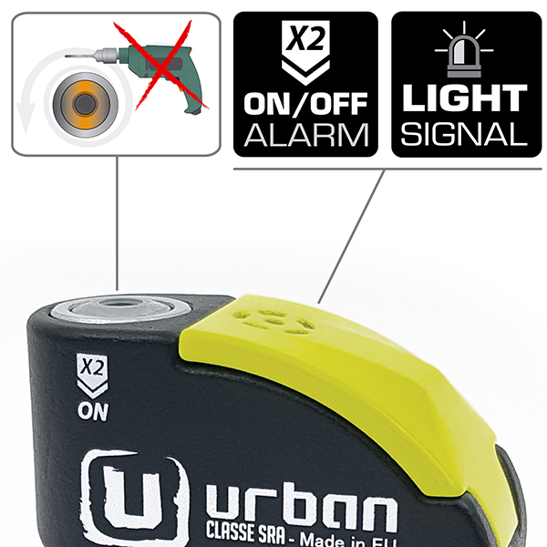 Antivol SRA Urban Bloque Disque Noir et Jaune ø10 mm Hi-Tech Alarme - vue 3