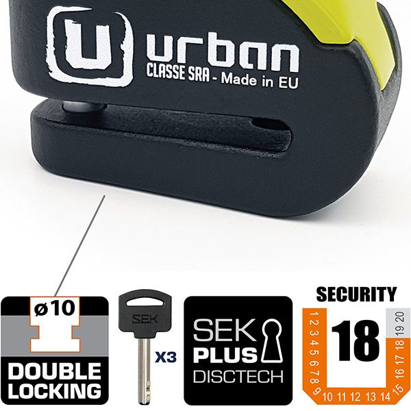 Antivol SRA Urban Bloque Disque Noir et Jaune ø10 mm Hi-Tech Alarme - vue 4