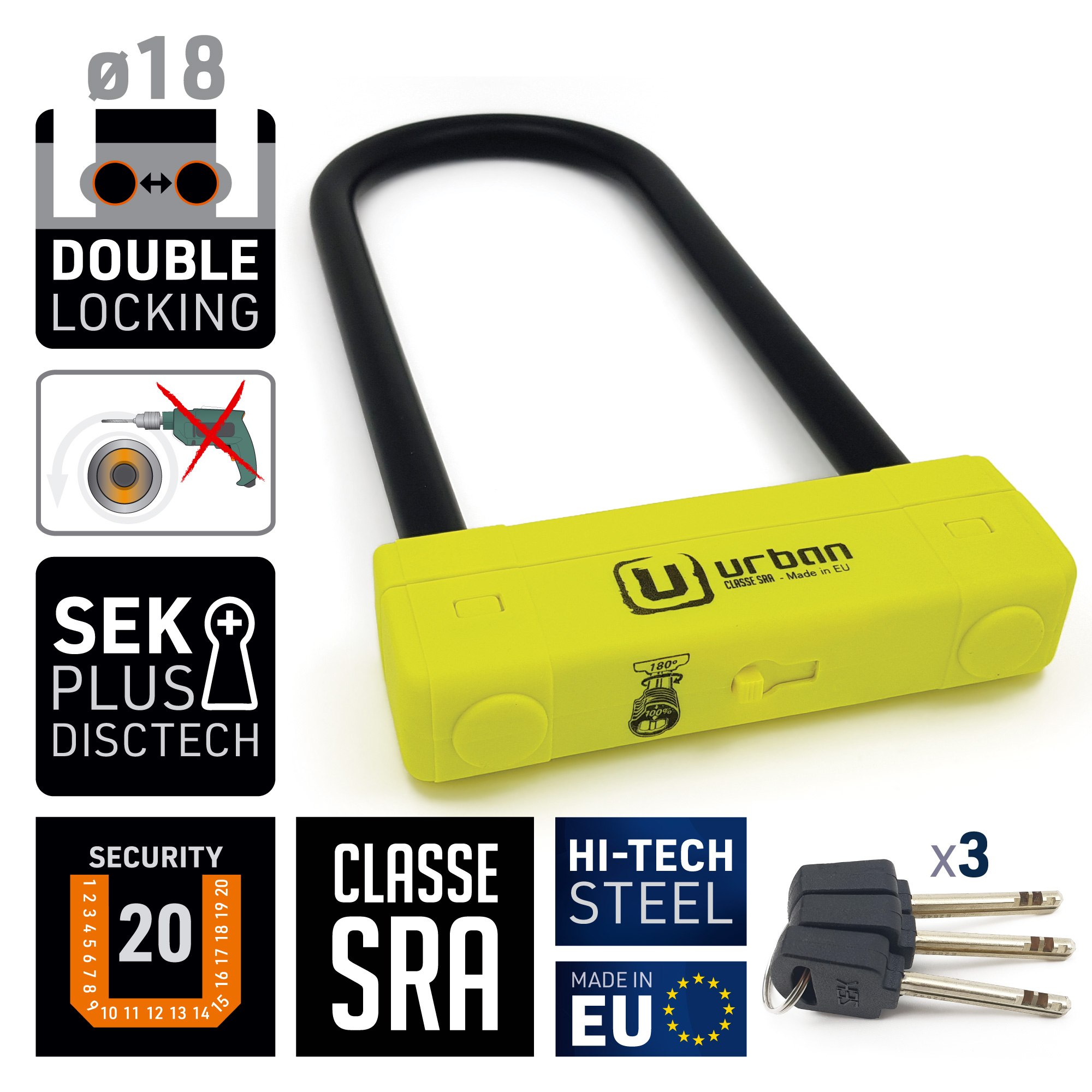 Antivol à disque Urban SRA U UR120 ø18 120*310 - vue 3