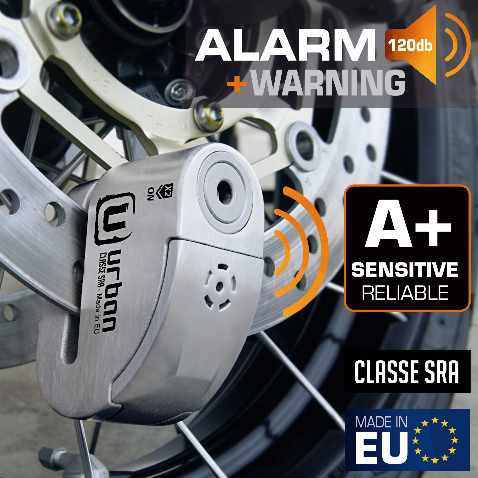 Antivol SRA Urban Bloque Disque Acier Inox ø14 mm Hi-Tech Alarme - vue 8
