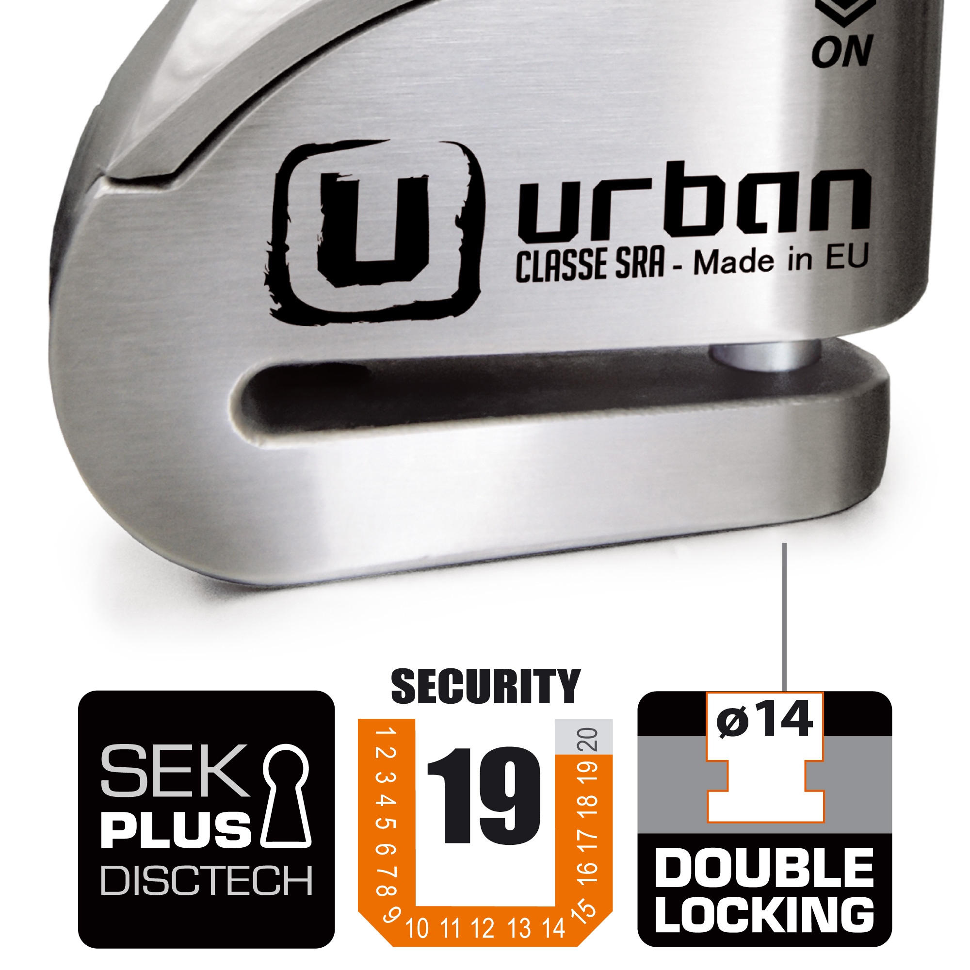 Antivol SRA Urban Bloque Disque Acier Inox ø14 mm Hi-Tech Alarme - vue 9