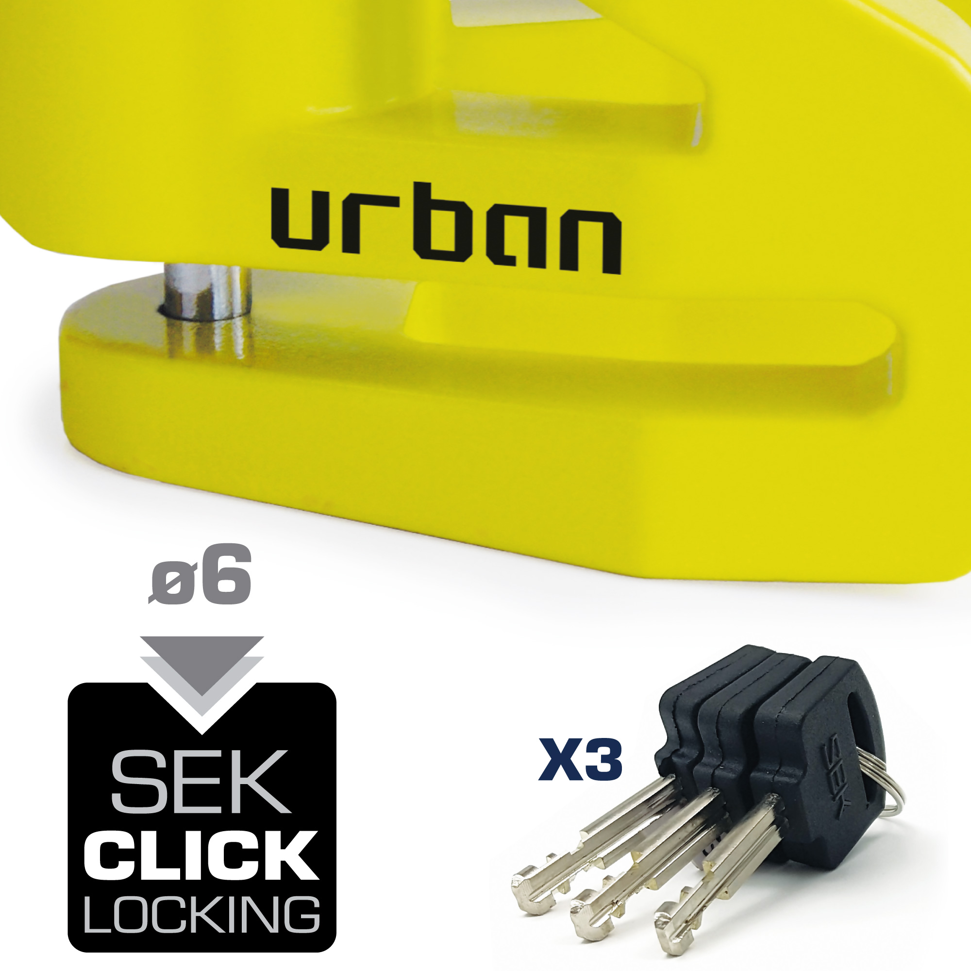 Bloque-disque Urban Ø6 mm jaune - vue 3