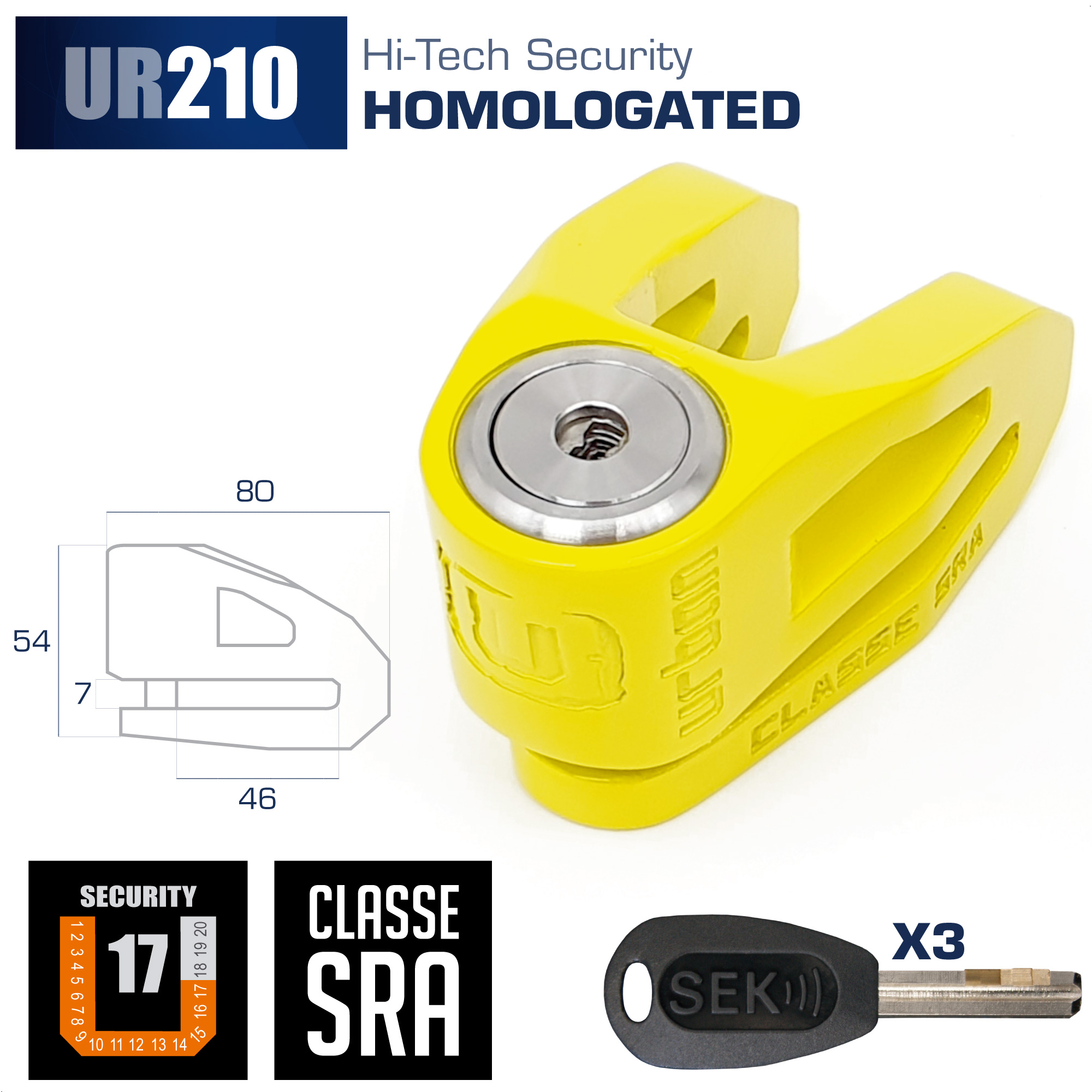 Bloque disque SRA - ø10 acier jaune Urban - vue 3