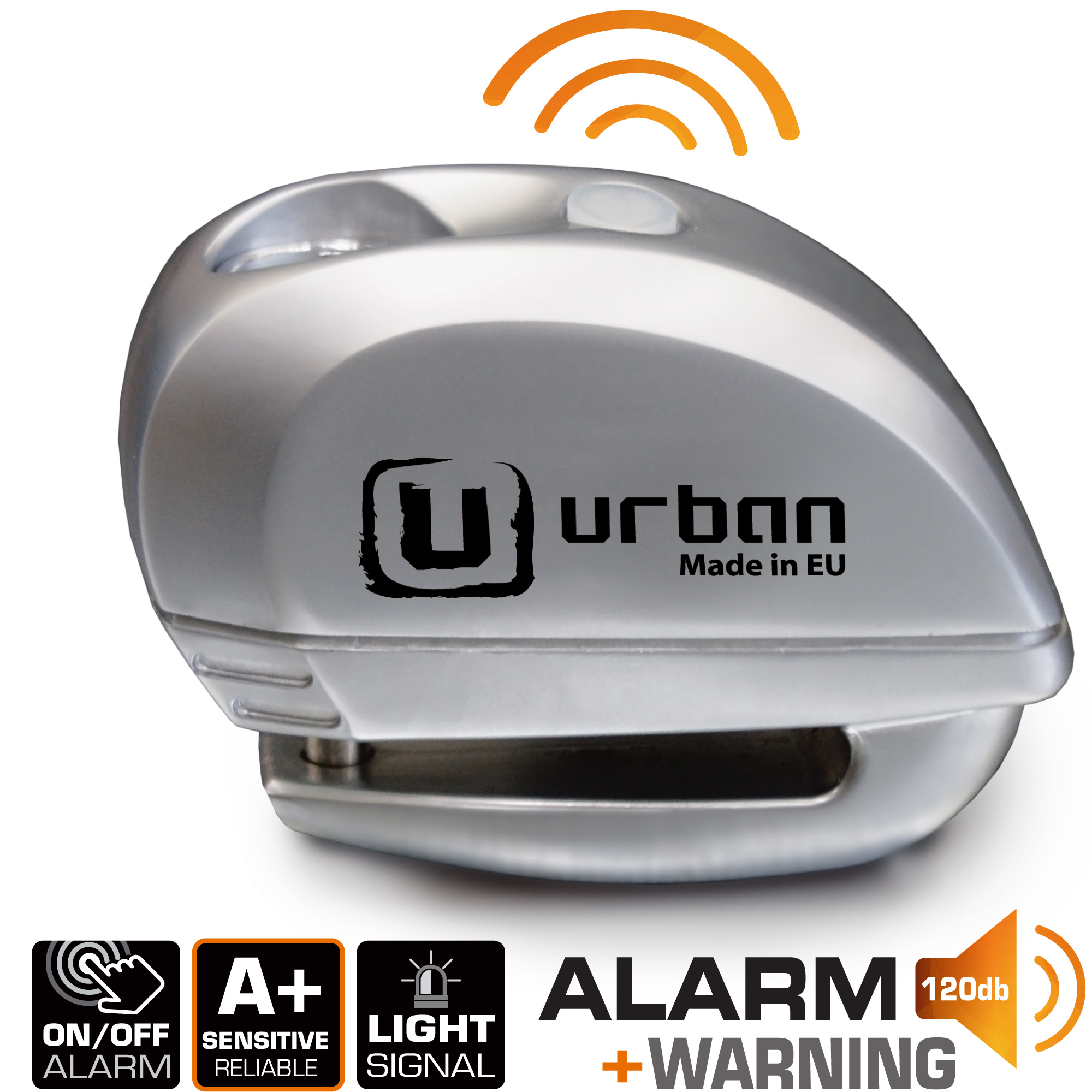 Bloque Disque Urban ø6 mm avec Alarme et Avertisseur Métal Brossé - vue 2