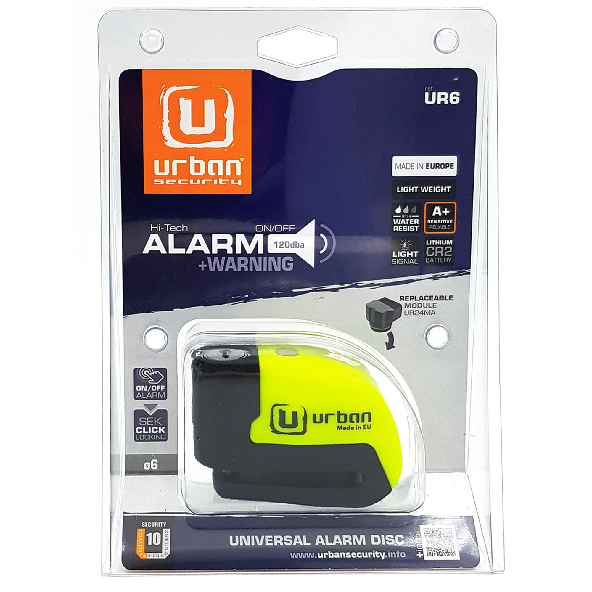 Bloque disque ø6 mm avec alarme Urban jaune et noir - vue 8
