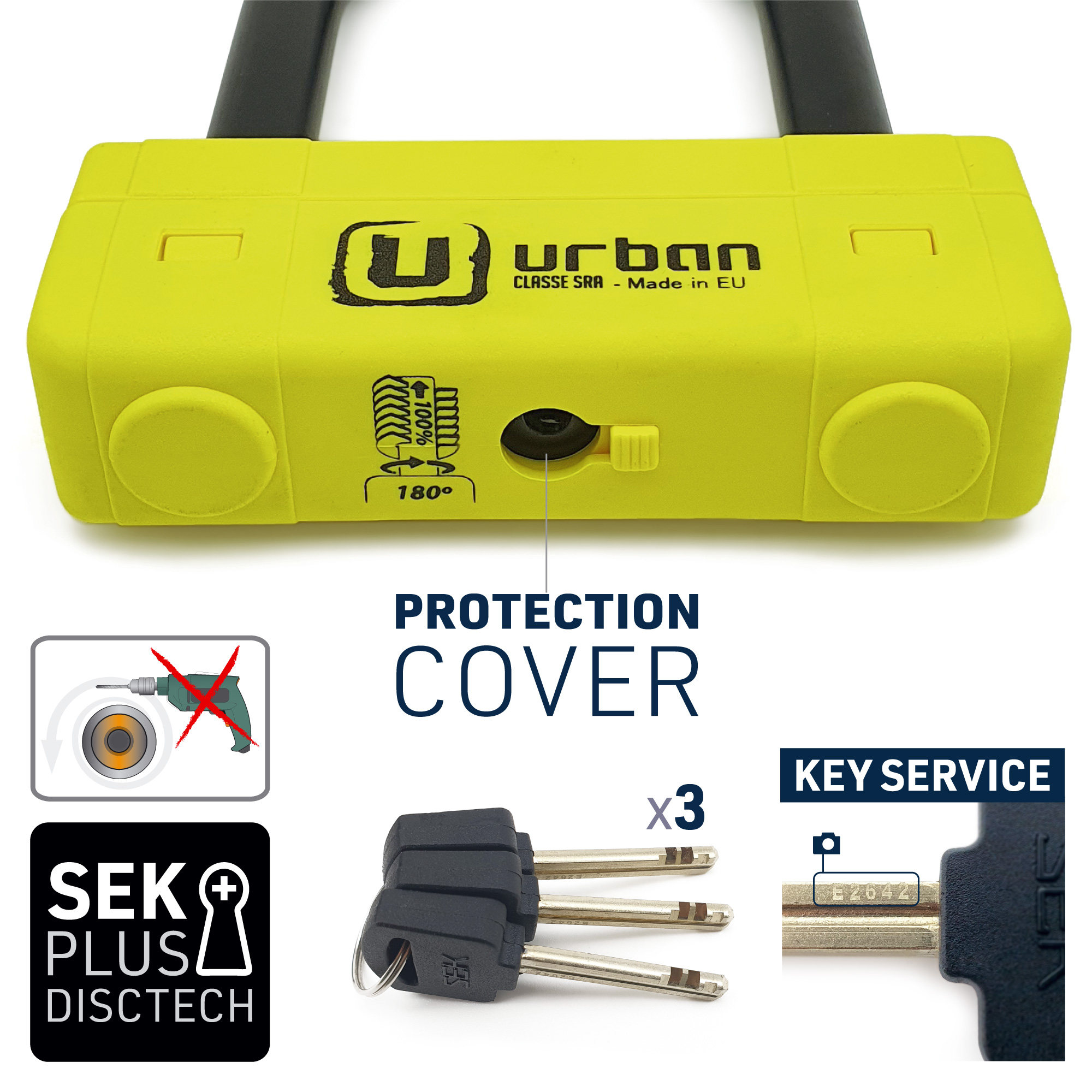 Antivol U Urban SRA UR85 Ø18 85×120 homologation Noir et Jaune - vue 5