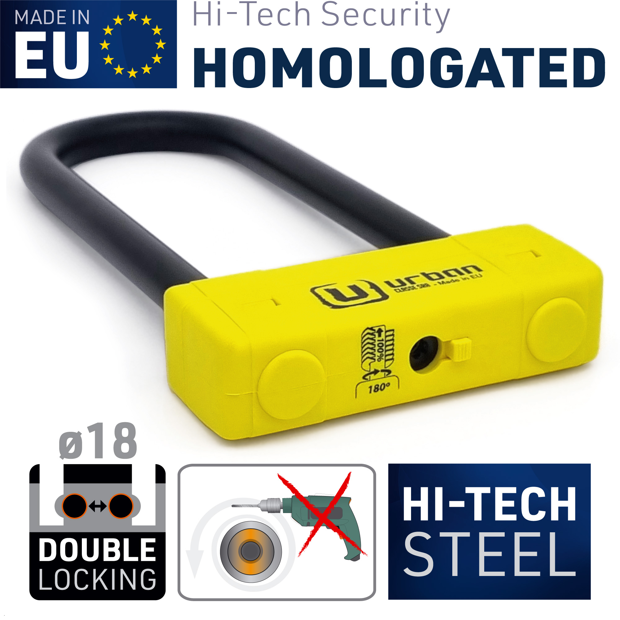 Antivol U Urban UR85 ø18 85×250 mm SRA Noir et Jaune - vue 4