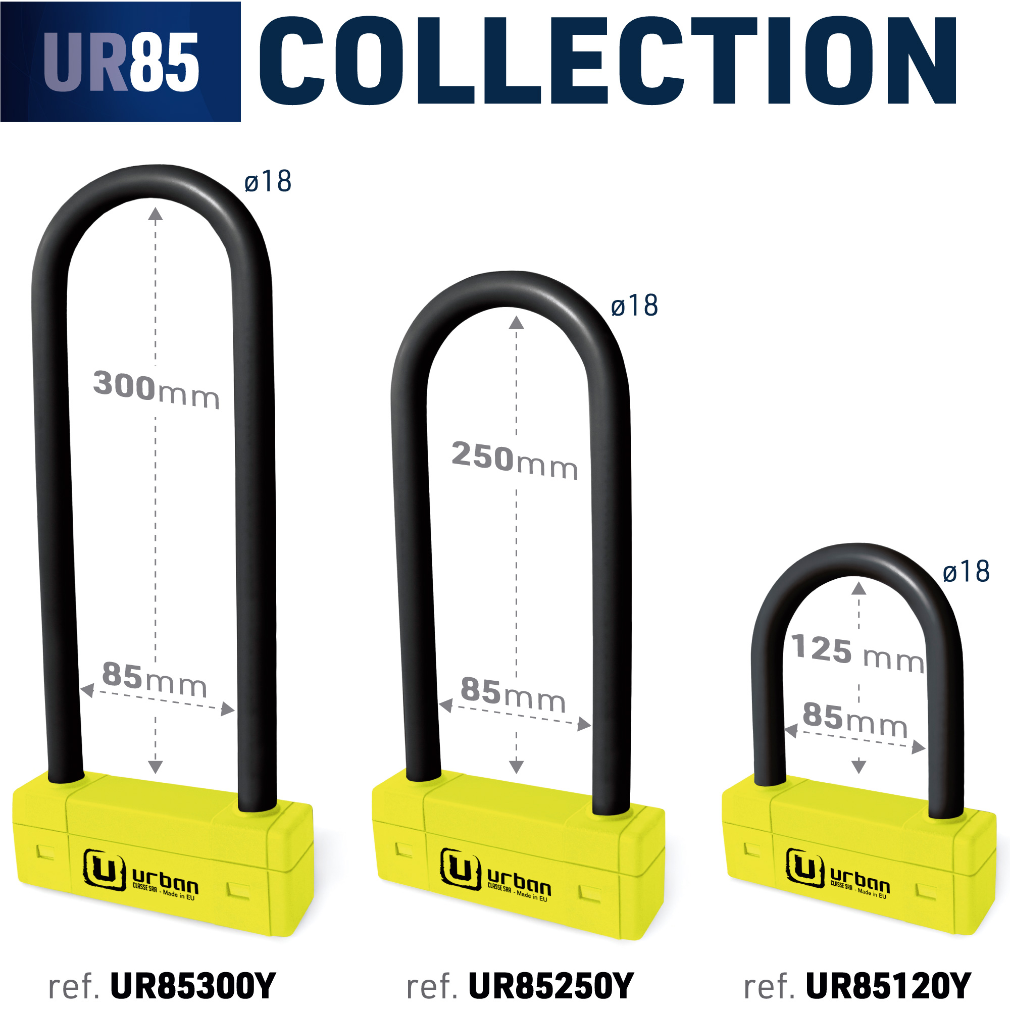 Antivol U Urban UR85 ø18 85×250 mm SRA Noir et Jaune - vue 6