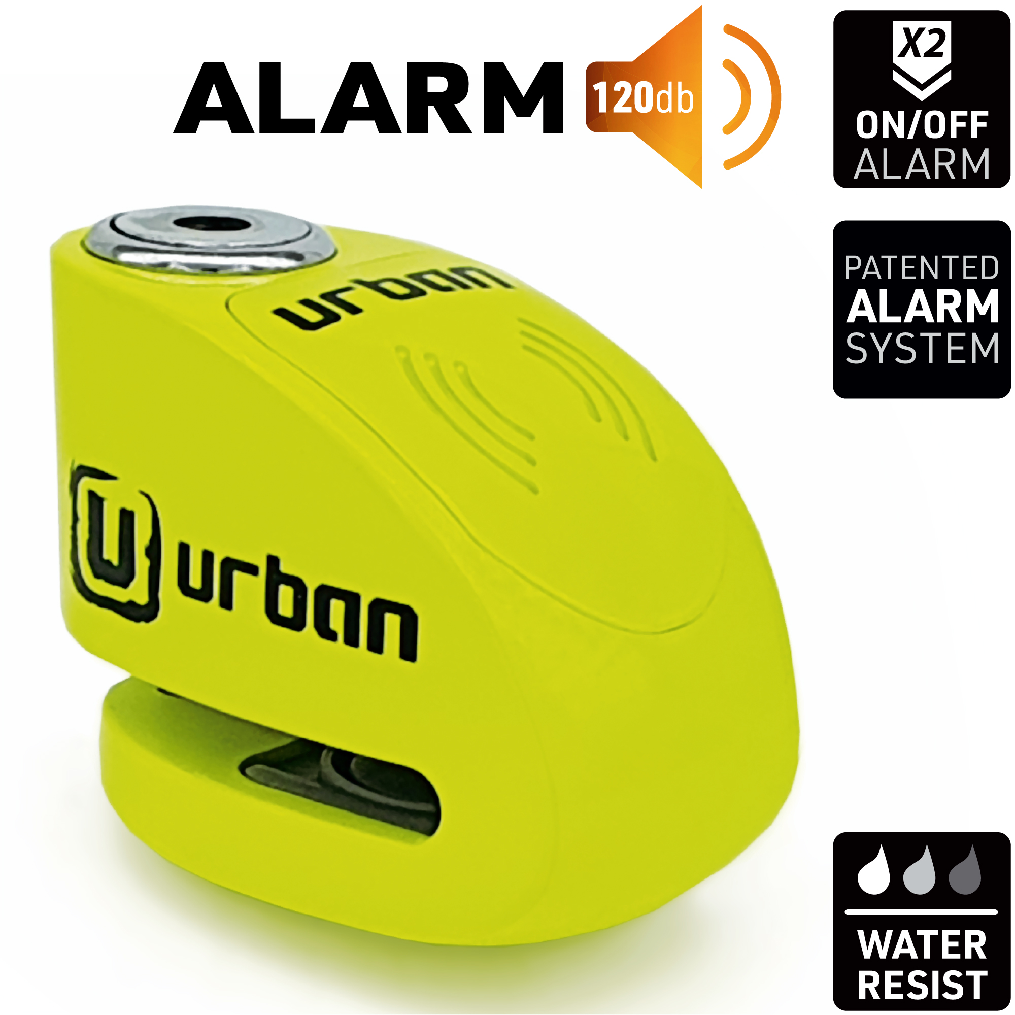 Bloque disque Ø6 mm avec alarme jaune fluo Urban - vue 2