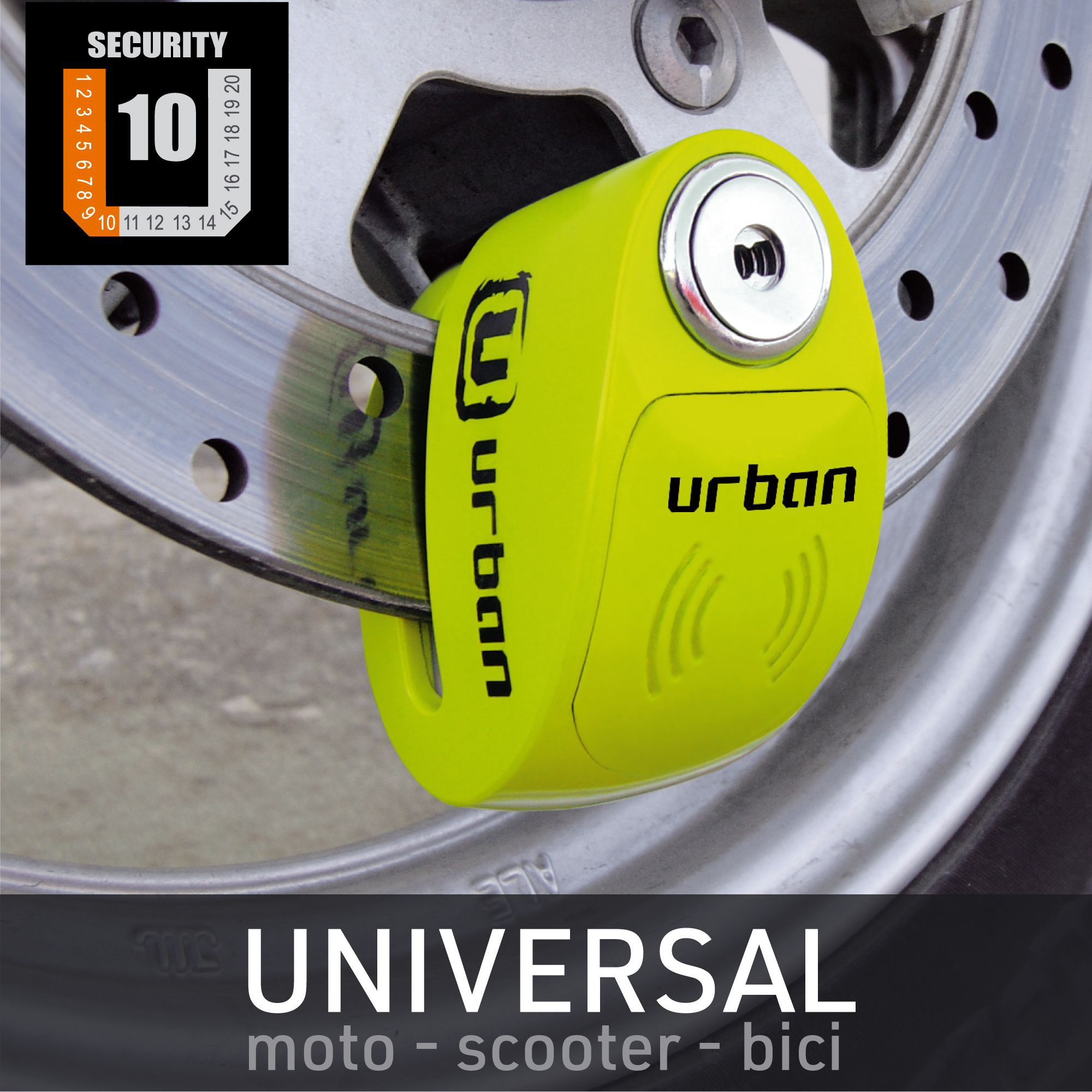 Bloque disque Ø6 mm avec alarme jaune fluo Urban - vue 3