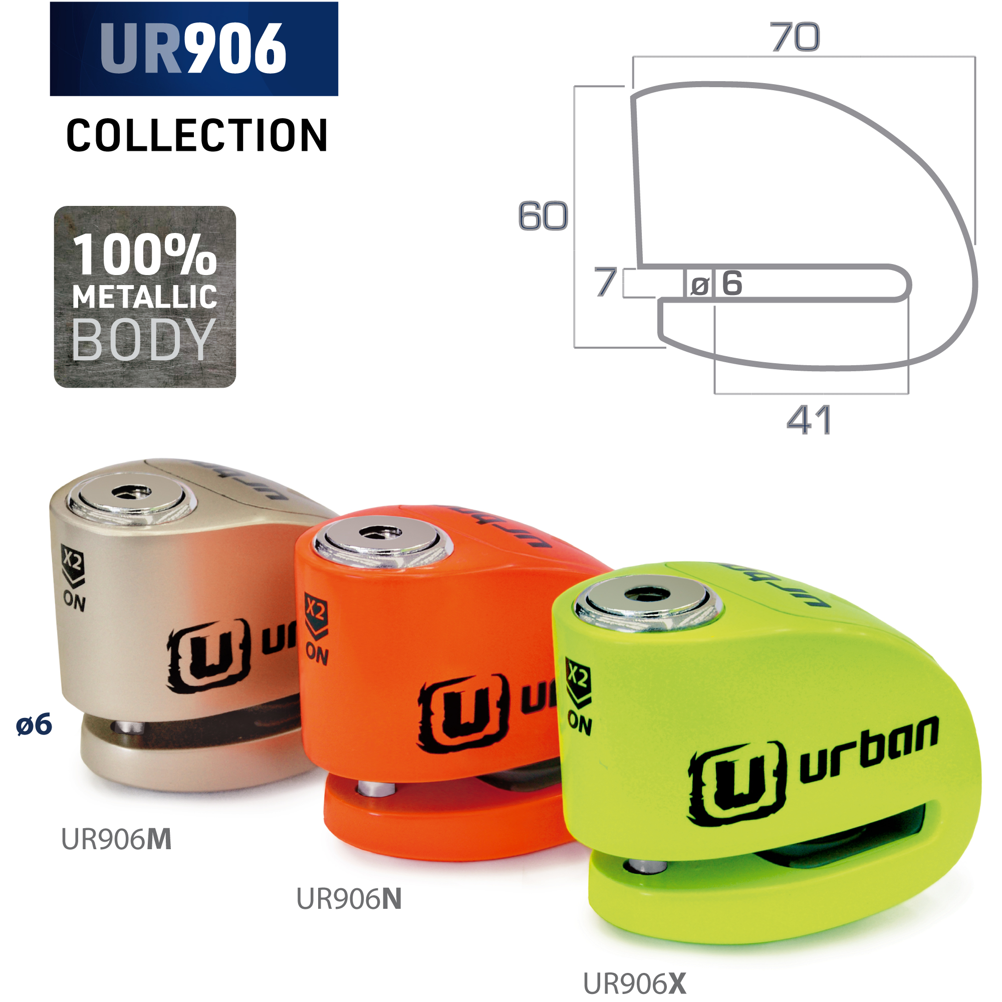 Bloque disque Ø6 mm avec alarme jaune fluo Urban - vue 6