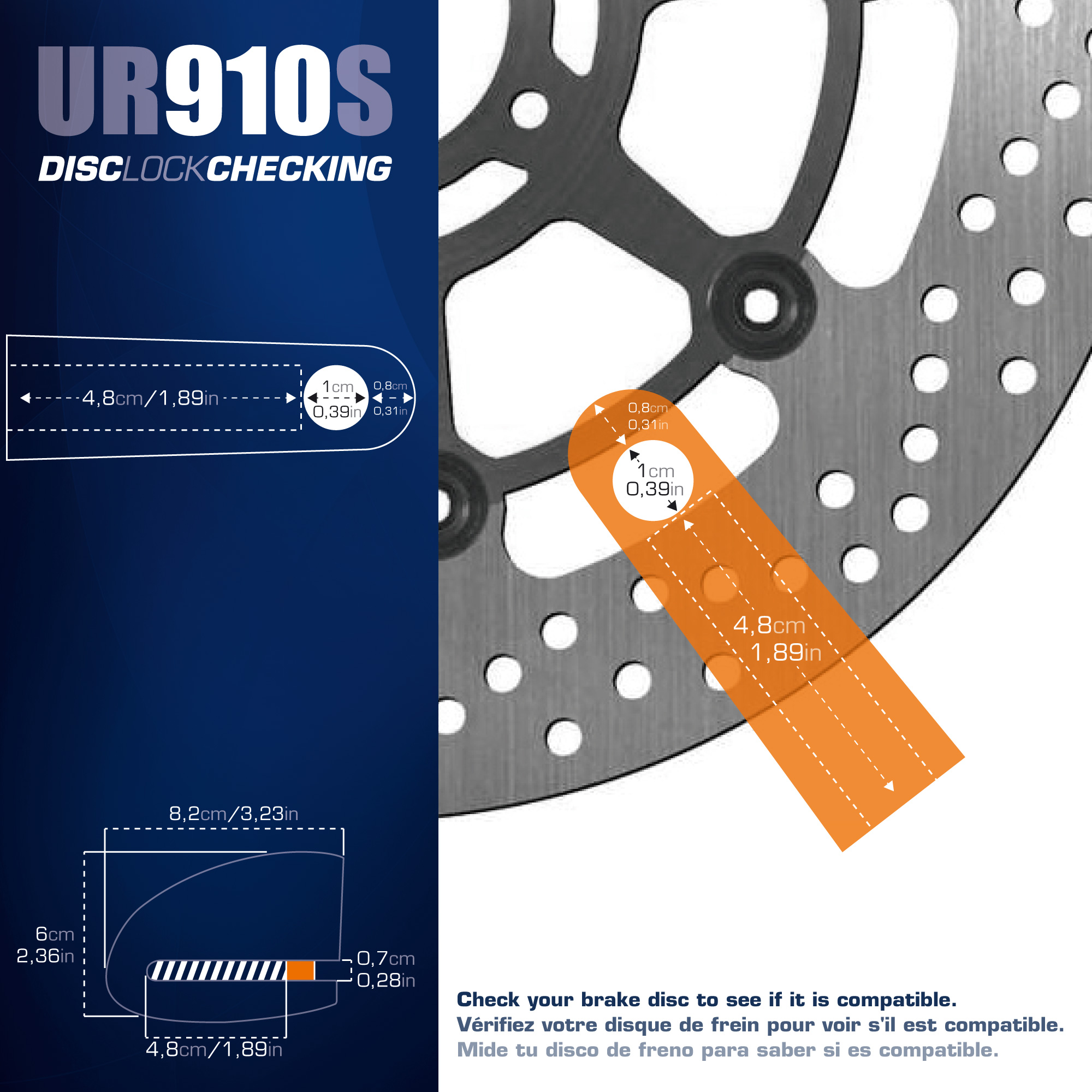 Antivol à disque Urban SRA - Bloque disque inox ø10 mm alarme Hi-Tech - vue 8