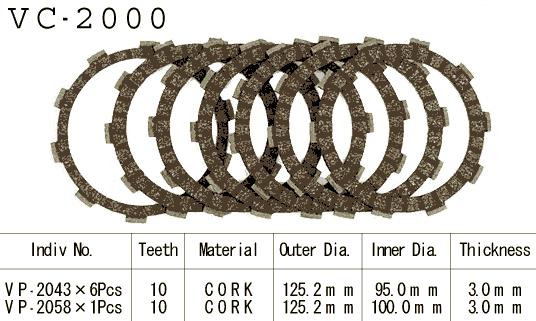 Kit disques d'embrayage garnis Kyoto DTR 125 1988/2002