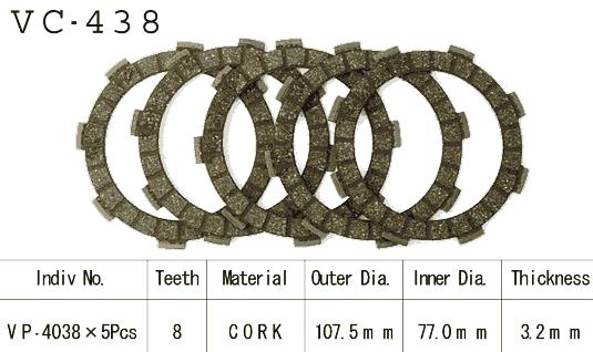 Kit Disques d'Embrayage Garnis Kyoto Cross KX80 C/E 1981/1984