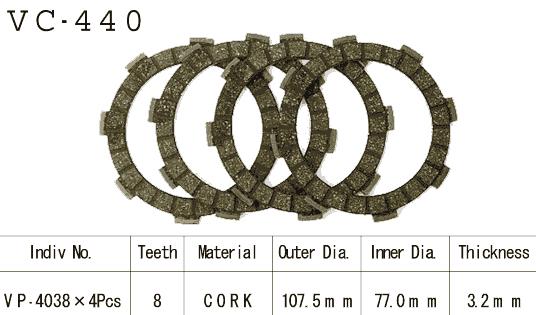 Kit disques d'embrayage garnis Kyoto KX80 A1/A2 1979-1980