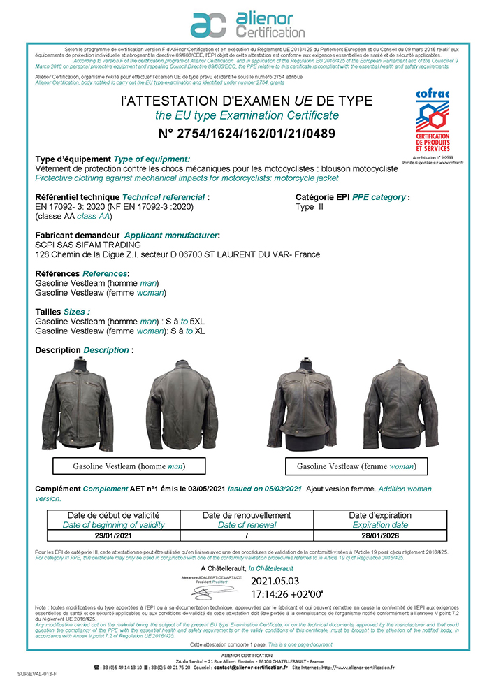 Blouson Cuir Homme Vintage Gasoline Noir Taille C 5XL - vue 3
