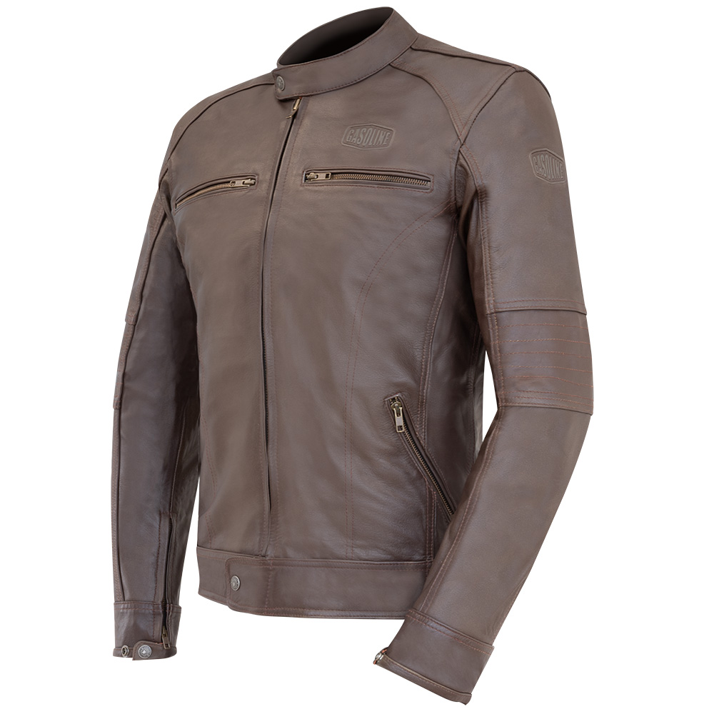 Blouson cuir homme Gasoline Vintage marron taille 2XL