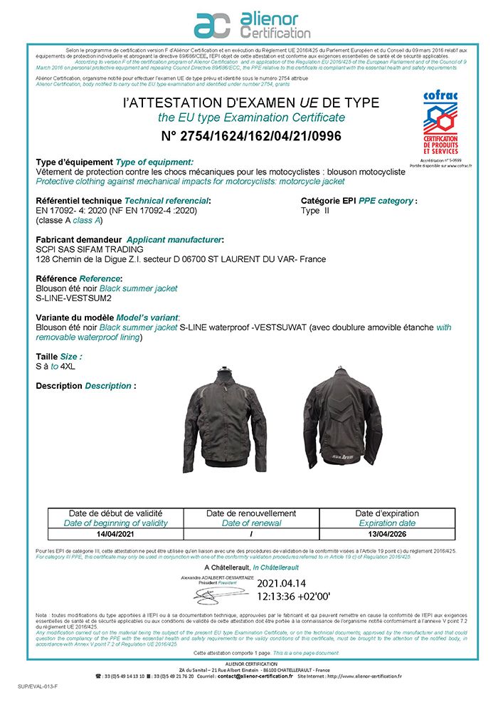 S-Line Summer Blouson Été Ventilé Homme Noir Taille S - vue 4