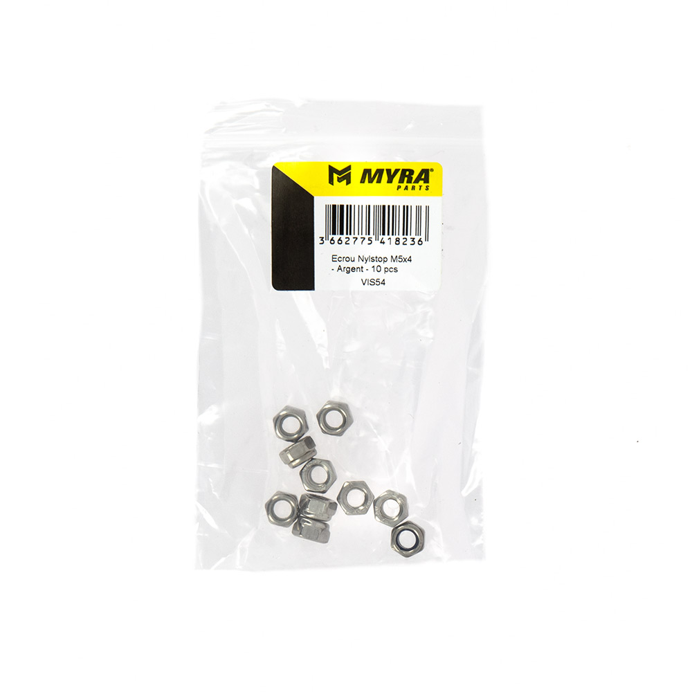 Écrou Nylstop M5x4 argent Myra - 10 pièces - vue 2