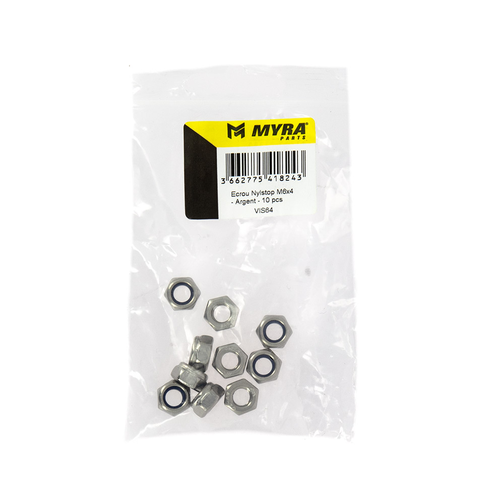 Écrou Nylstop M6x4 Argent Myra 10 pcs - vue 2