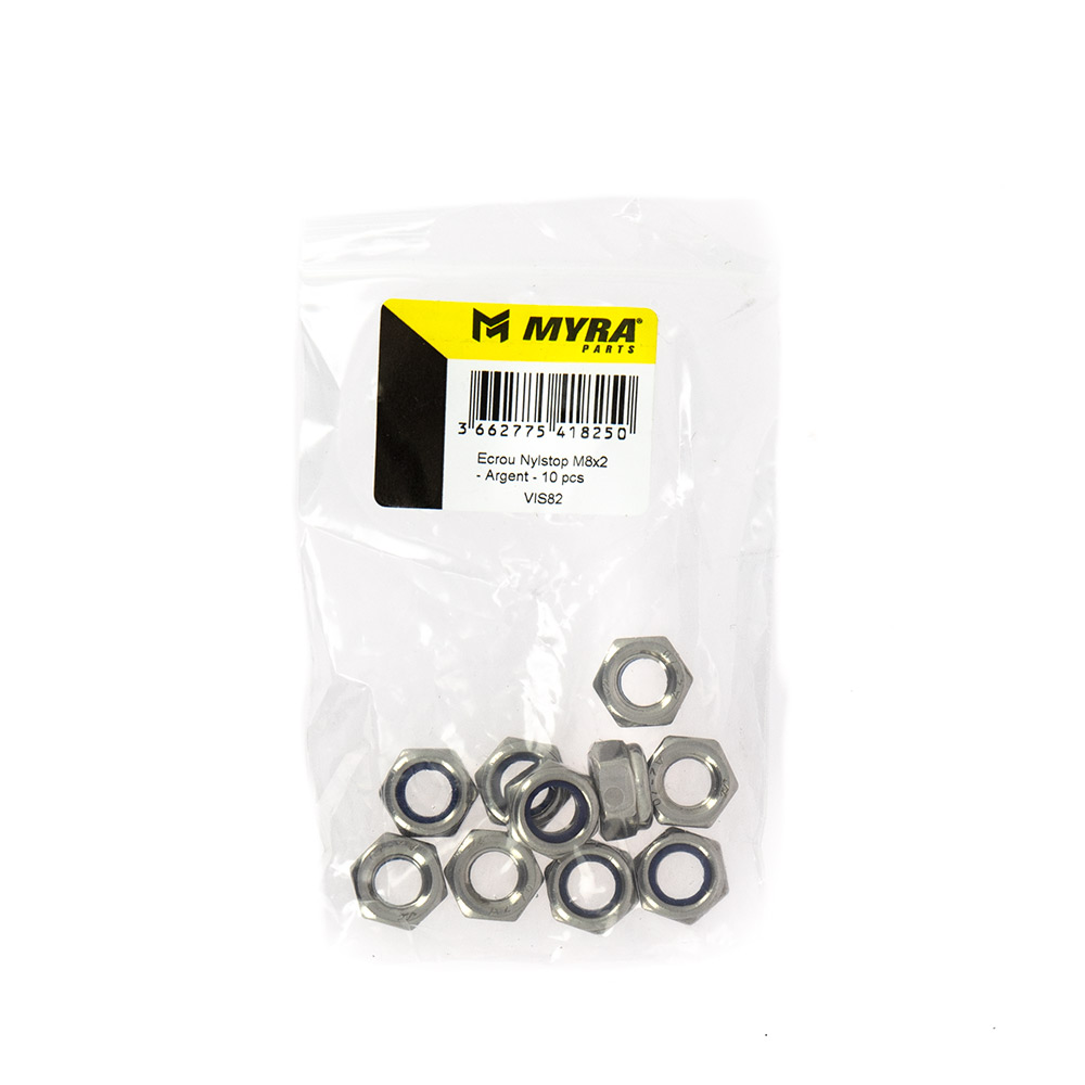 Écrou Nylstop M8x2 Argent Myra 10 pcs - vue 2