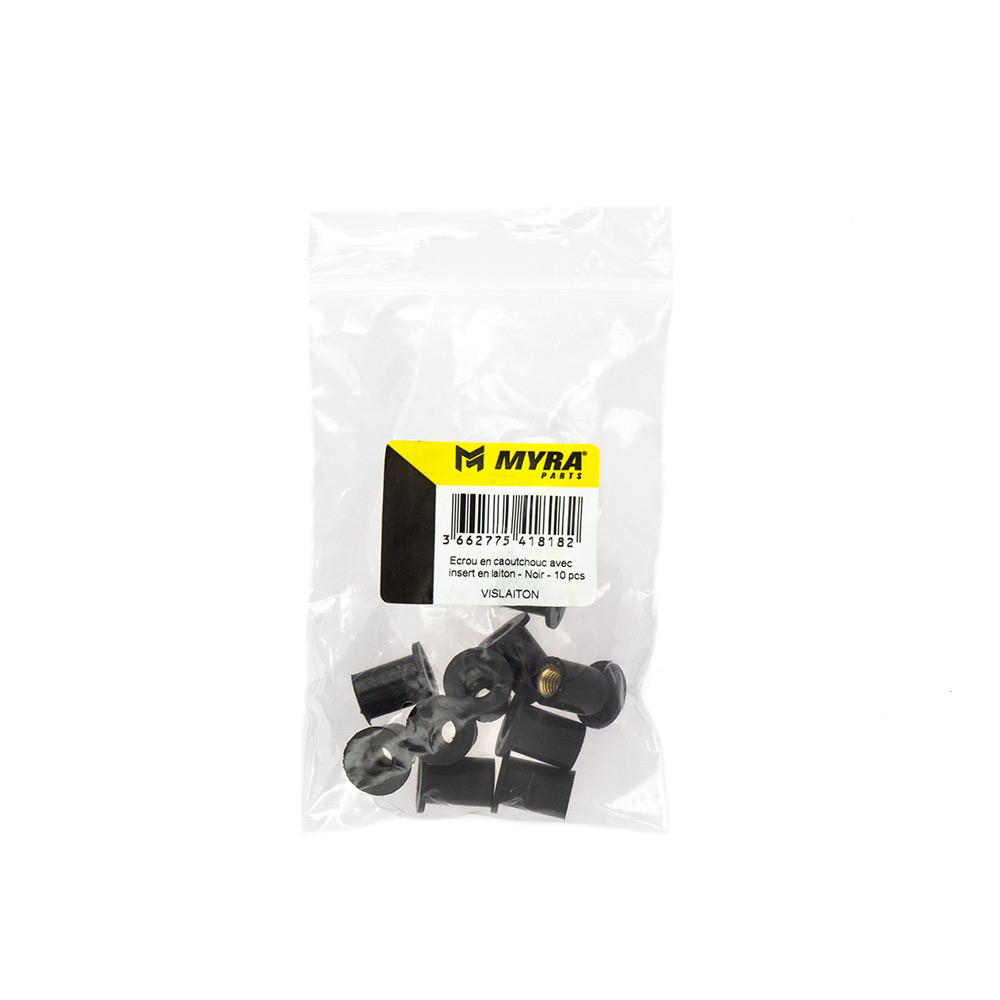 Écrou en caoutchouc avec insert en laiton M5x14 Myra - Noir - 10 pcs - vue 2