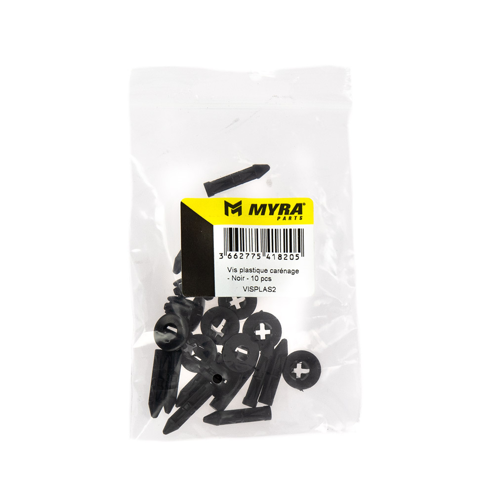 Clips rivets plastique pour carénage Myra Noir M6 - 10 pièces - vue 2