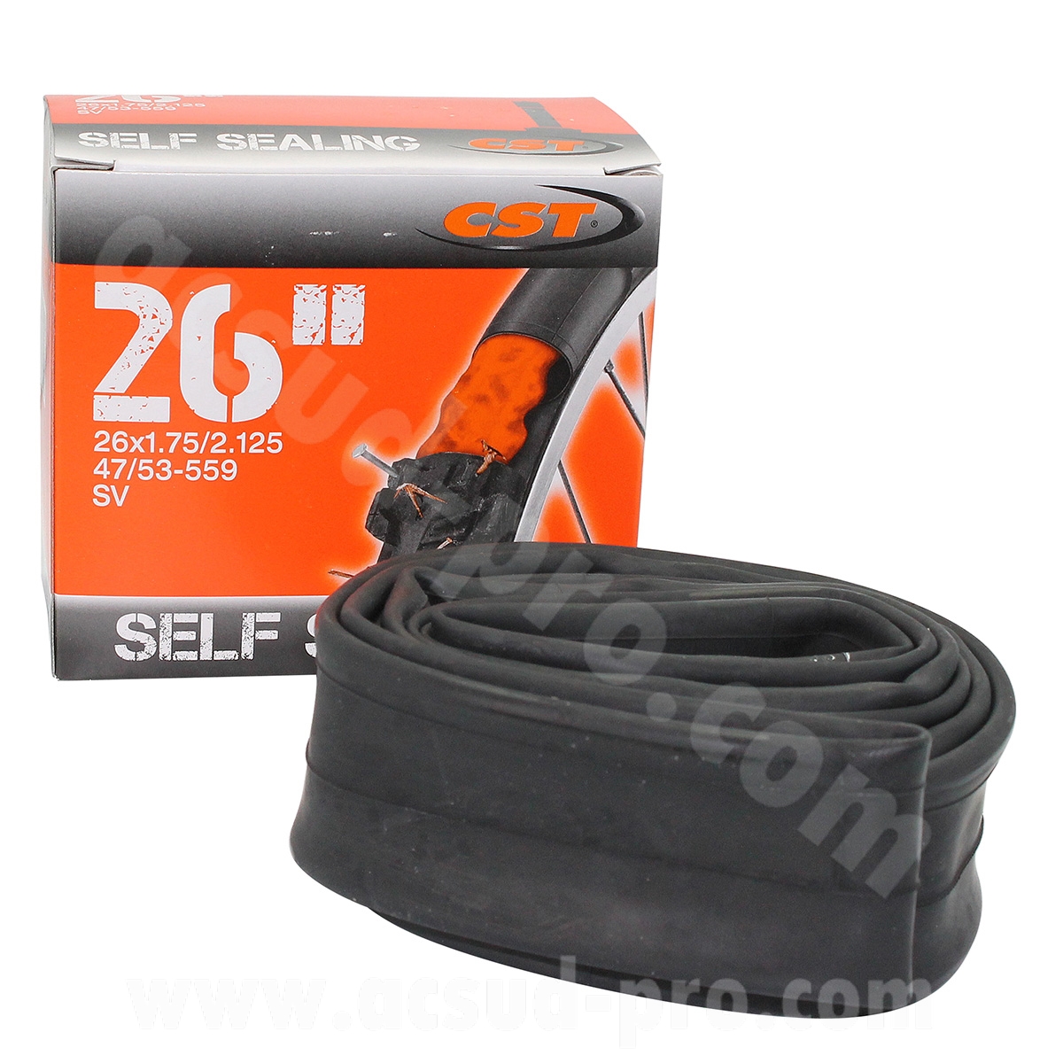 CHAMBRE A AIR VELO 26" x 1.75 A 2.125 CST SCHRADER VS AUTOREPARANTE 327g