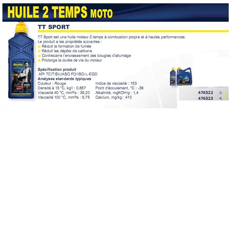 Huile moteur 2 temps synthétique Putoline TT Sport 1 L - vue 2