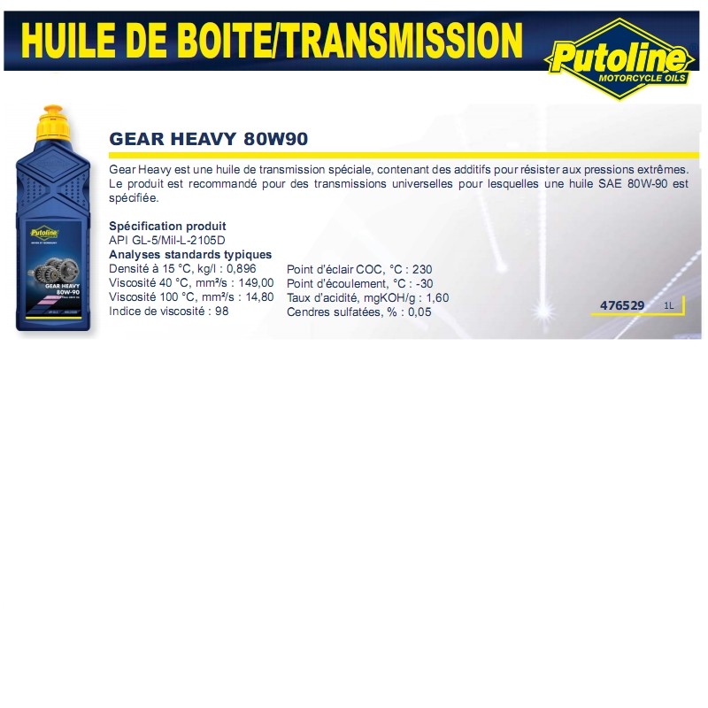 Huile de boîte Putoline Heavy Gear 80W-90 1L - vue 2