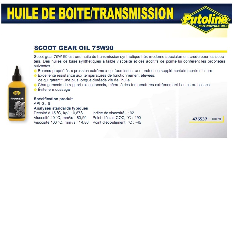 Huile de transmission Kroon 75W90 100 ml - vue 2