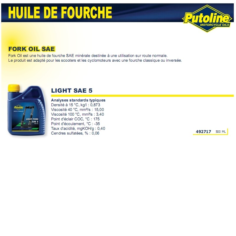 Huile de suspension Putoline Light Fork 500 ml - vue 2