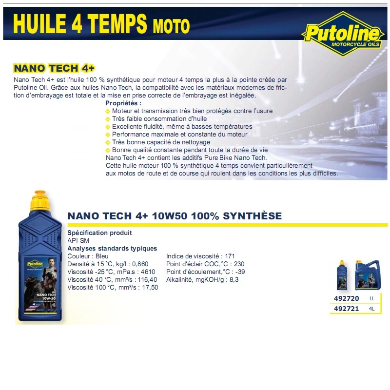 Huile moteur Putoline N-Tech Pro R+ 10W-50 1L - vue 2