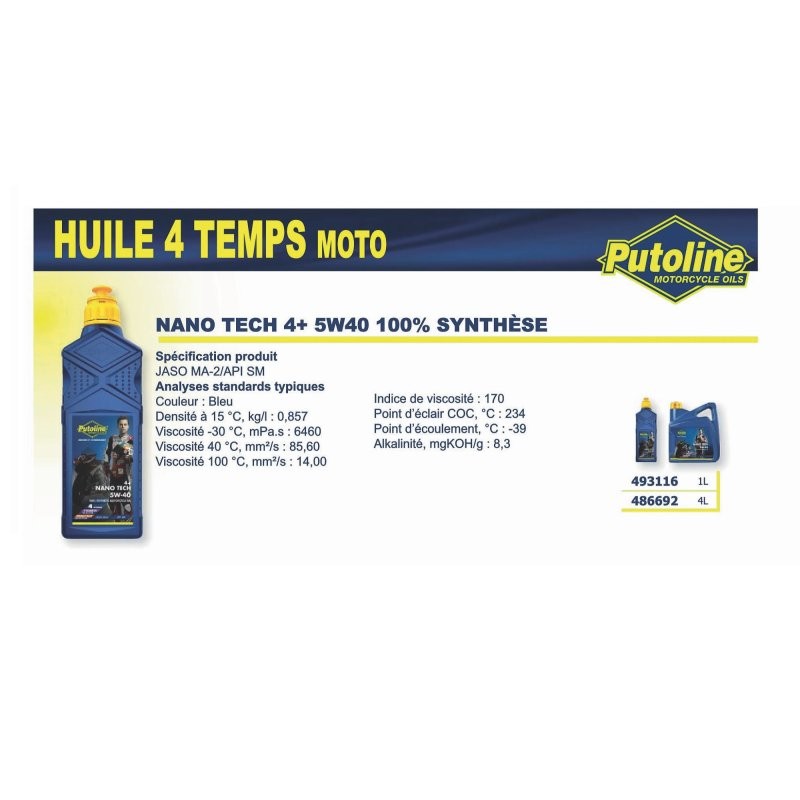 Huile Putoline N-Tech Pro R+ 5W-40 1L - vue 2