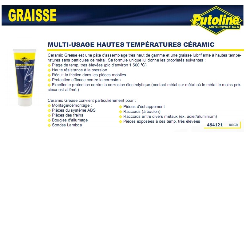 Graisse céramique Putoline tube 100g 74115 - vue 2