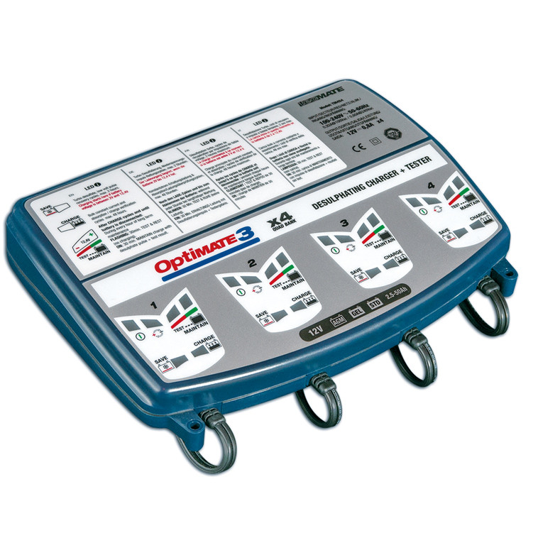TECMATE Optimate 3 X4 Bank 12V 0.8A TM 454 Pro