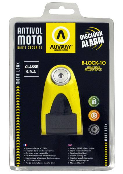 Antivol bloque disque alarme B-LOCK-10 jaune/noir Auvray classe SRA homologué - vue 5