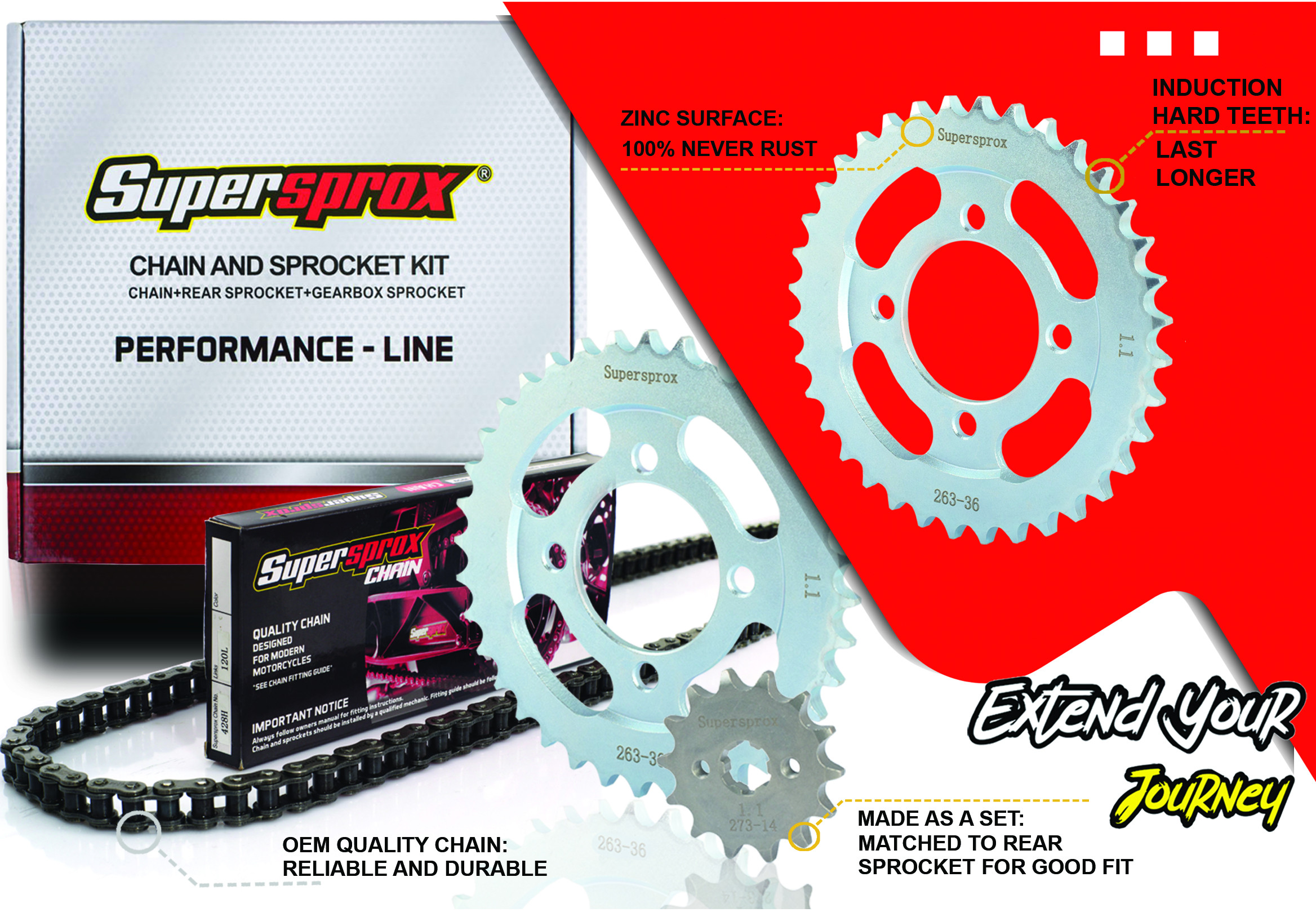 Kit chaîne performance line Yamaha YBR 125 2007-2014