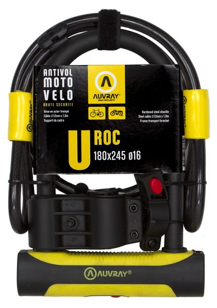 Antivol vélo U Auvray U-Roc 180x245 mm (Ø16 mm) avec câble 1 m (Ø12 mm) niveau sécurité 8/10 - vue 4