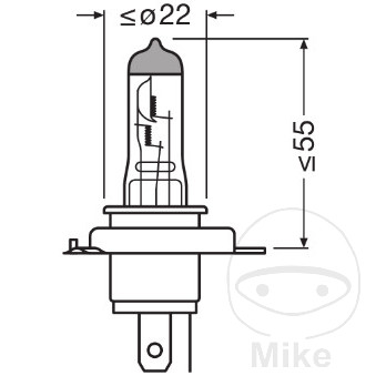 Ampoule H4 Cool Blue Osram 12V 60/55W P43t - vue 3
