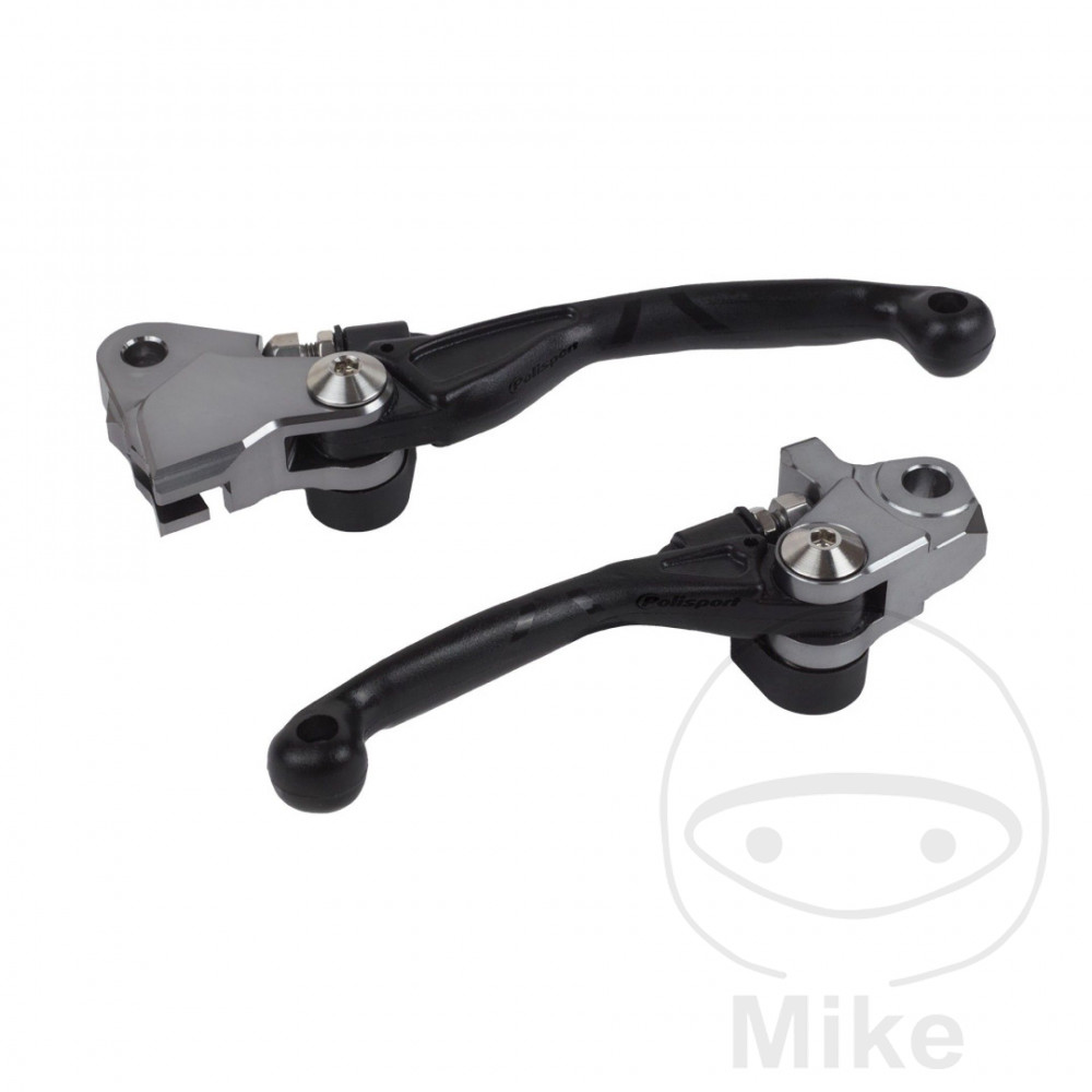 LEVIER DE FREIN-EMBRAYAGE MOTO OFF ROAD RETRACTABLE-PIVOT INCASSABLE KTM 125-150 SX 2014+2015, 125, 200 EXC 2014+2015 - HUSQVARNA 250-350-450 FC 2019+, 125-250 TC 2019+ NOIR (PAIRE)  -POLISPORT-