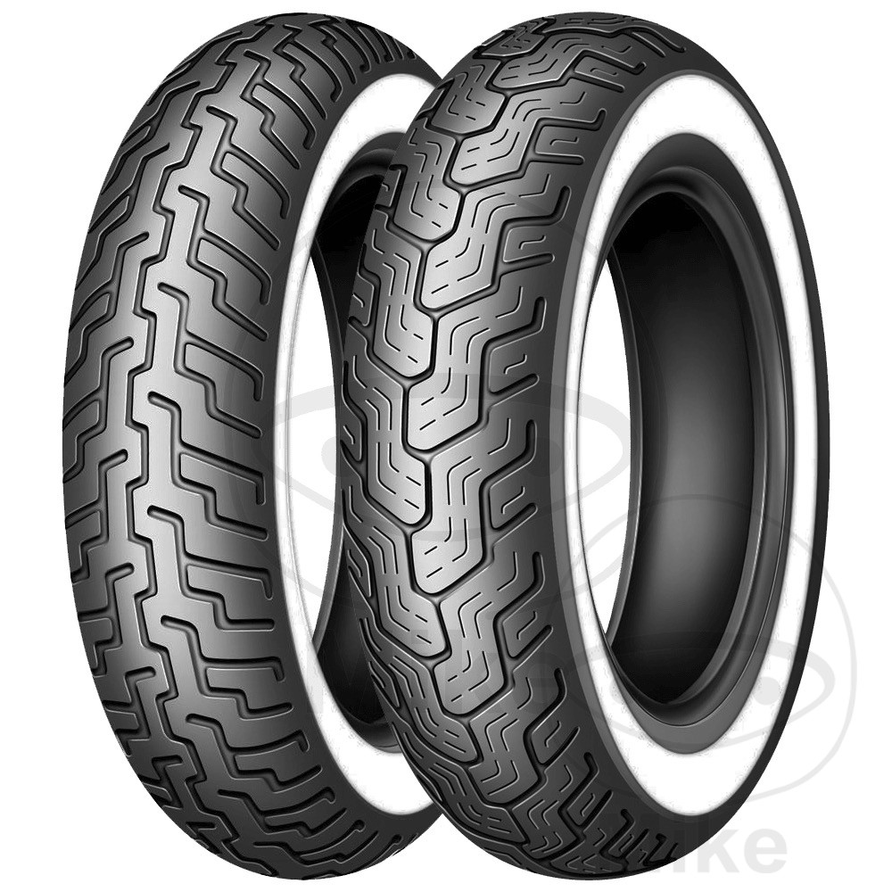 Pneu route Dunlop 150/90 B 15 M/C 74H TL D404 flanc blanc large