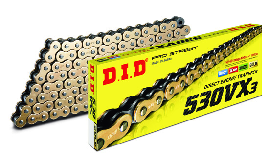 DID Chaîne X-ring 530VX3/102 Or/Noir ouverte avec attache à river - vue 2