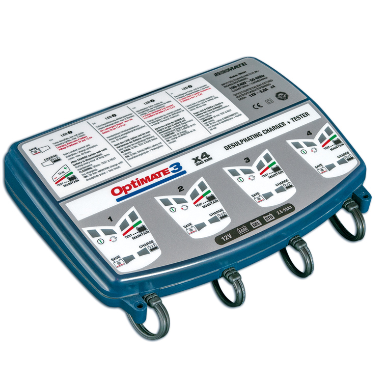 TECMATE Optimate 3 X4 Bank 12V 0.8A TM 454 Pro - vue 2