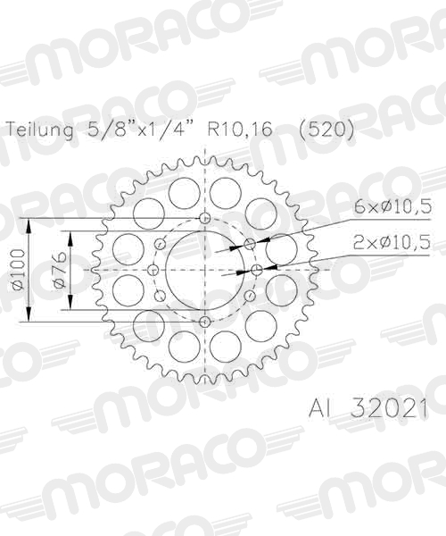 Couronne aluminium TT Suzuki 520 45 dents Esjot