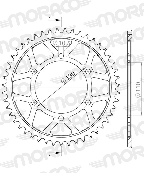 Couronne JT Sprockets 41Z PAS 530 Diamètre Intérieur 110 Entraxe Fixation - vue 2