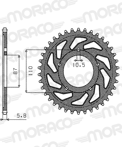Couronne JT Sprockets 49Z PAS 520 Diamètre Intérieur 087 Entraxe Fixation - vue 3